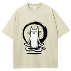 Zen Japan Cat Washed T-Shirt
