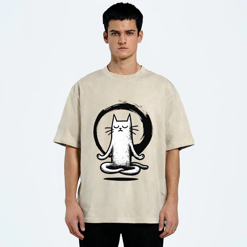 Zen Japan Cat Washed T-Shirt