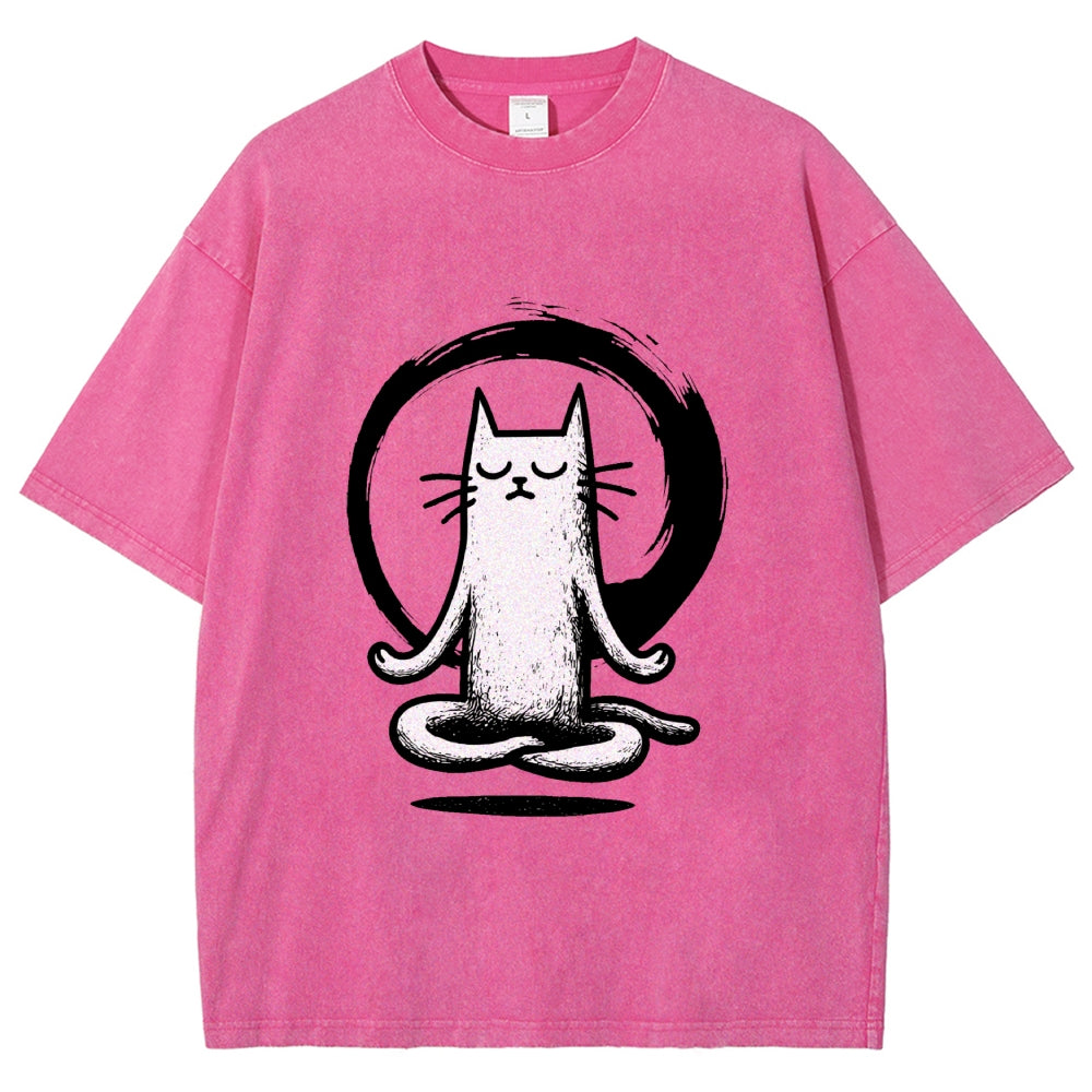 Zen Japan Cat Washed T-Shirt