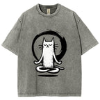 Zen Japan Cat Washed T-Shirt