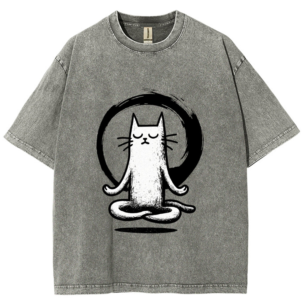 Zen Japan Cat Washed T-Shirt