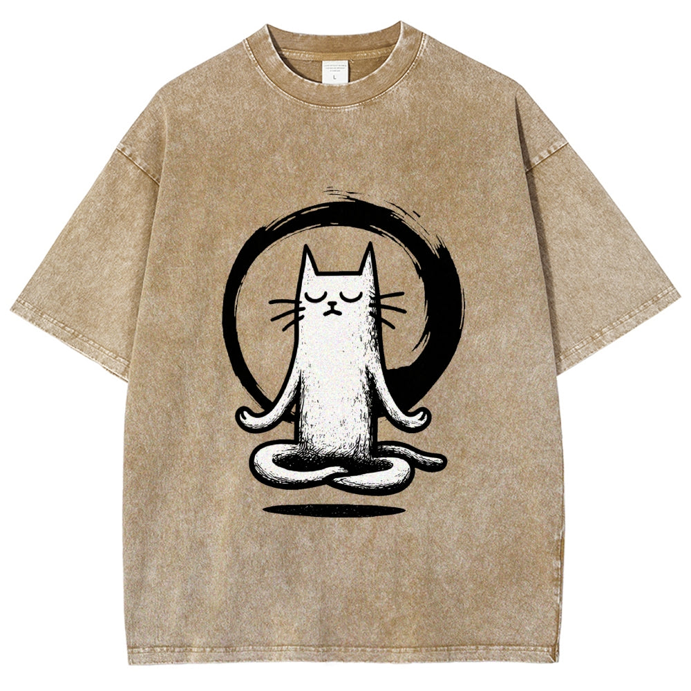 Zen Japan Cat Washed T-Shirt