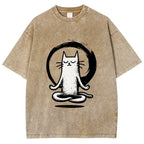 Zen Japan Cat Washed T-Shirt