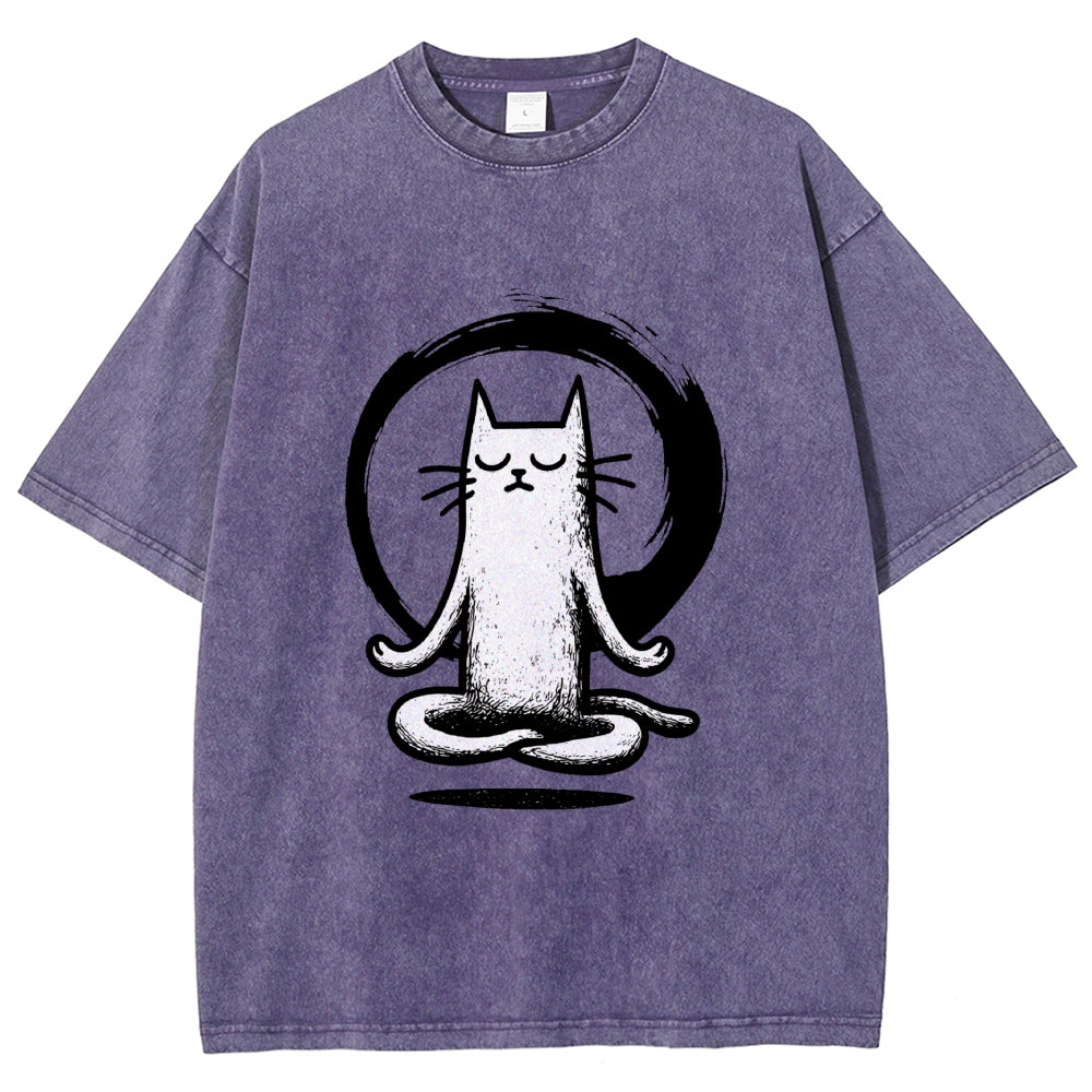 Zen Japan Cat Washed T-Shirt