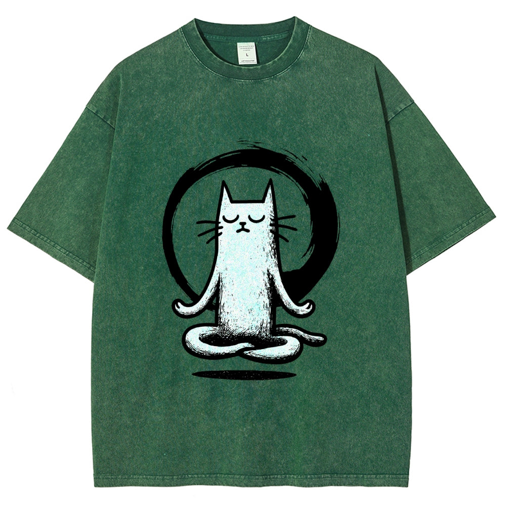 Zen Japan Cat Washed T-Shirt