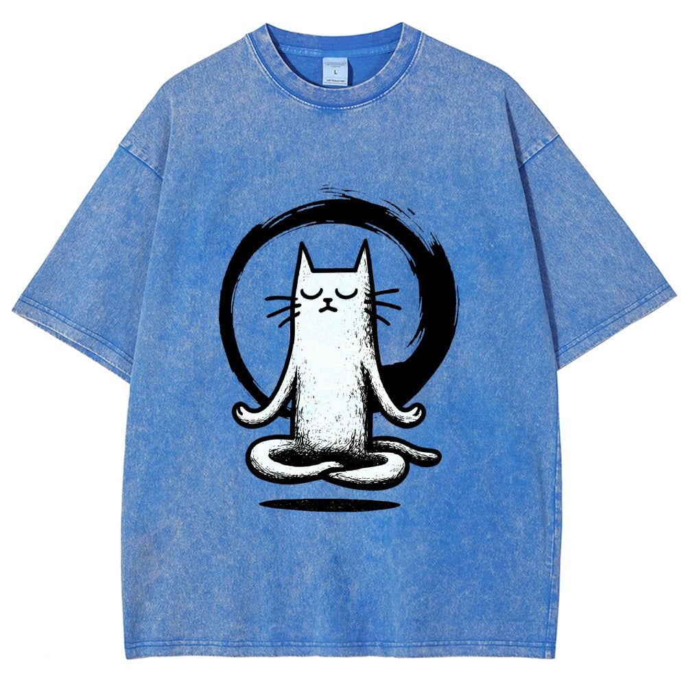 Zen Japan Cat Washed T-Shirt