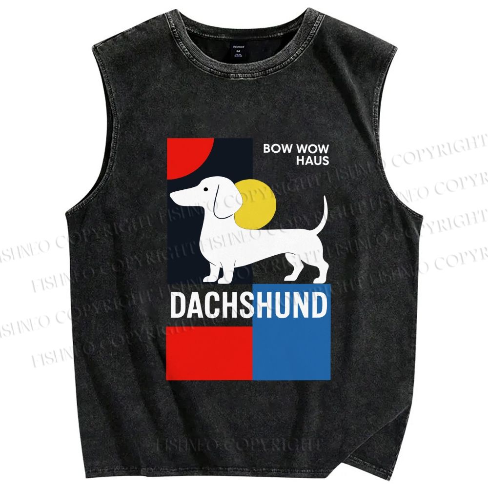 Unisex Bow Wow Haus Printed Washed Tank Top