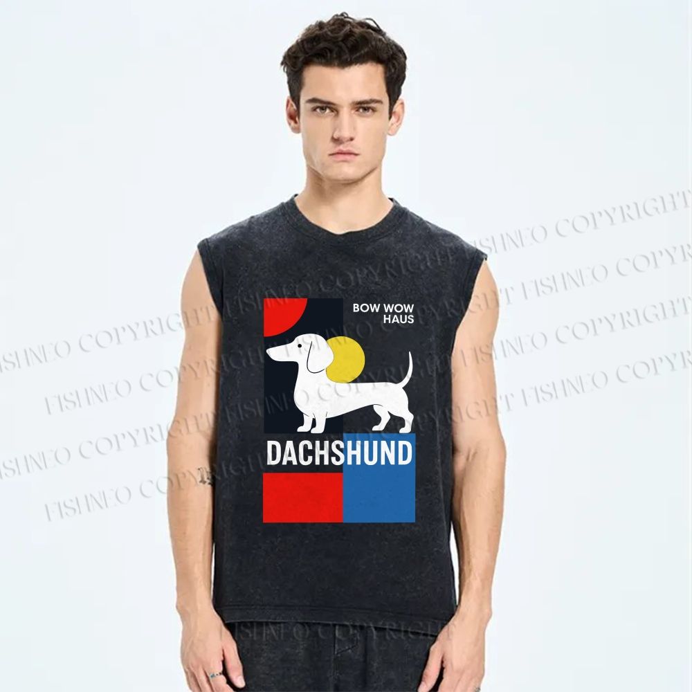Unisex Bow Wow Haus Printed Washed Tank Top