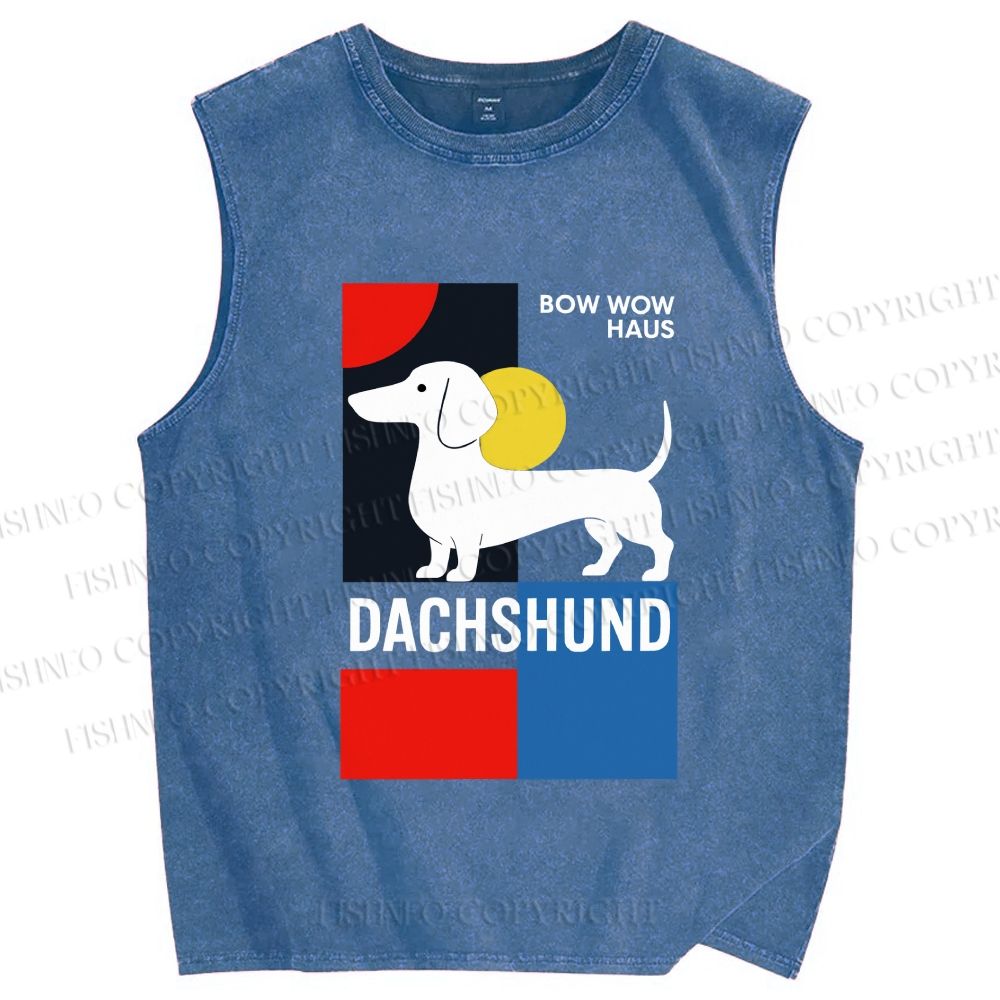 Unisex Bow Wow Haus Printed Washed Tank Top