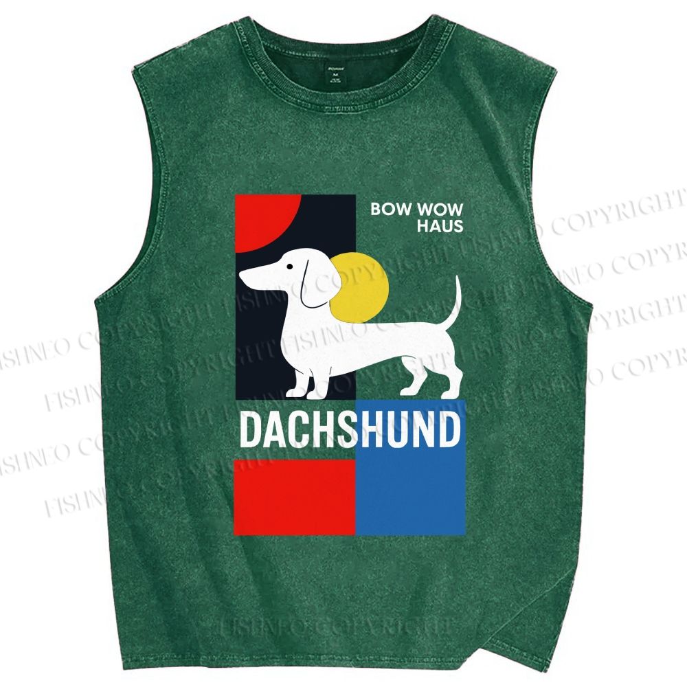 Unisex Bow Wow Haus Printed Washed Tank Top