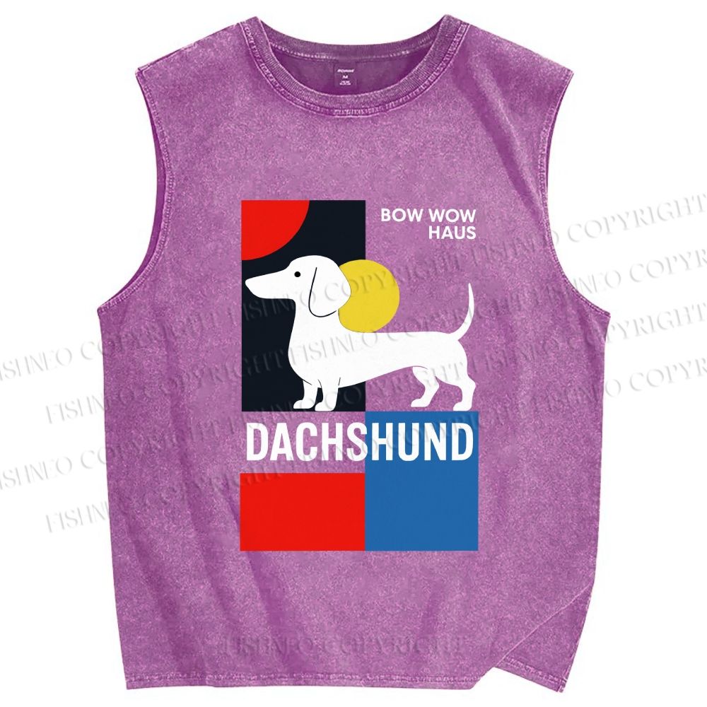 Unisex Bow Wow Haus Printed Washed Tank Top
