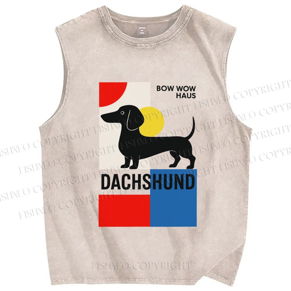 Unisex Bow Wow Haus Printed Washed Tank Top