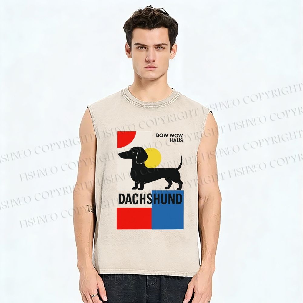 Unisex Bow Wow Haus Printed Washed Tank Top