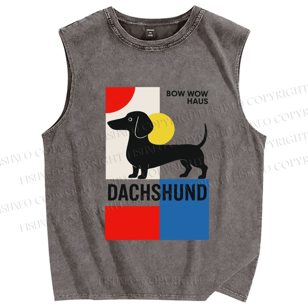 Unisex Bow Wow Haus Printed Washed Tank Top