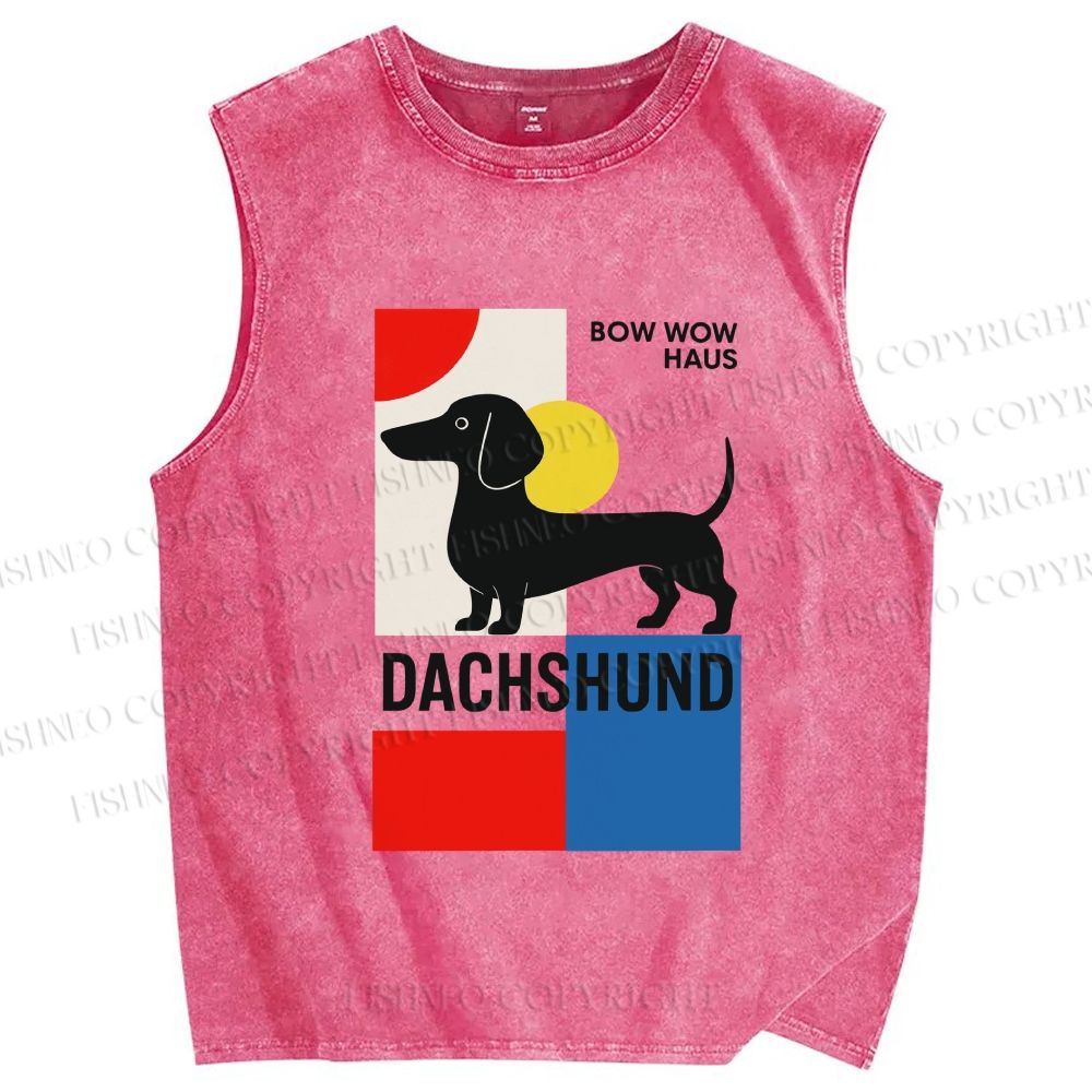 Unisex Bow Wow Haus Printed Washed Tank Top