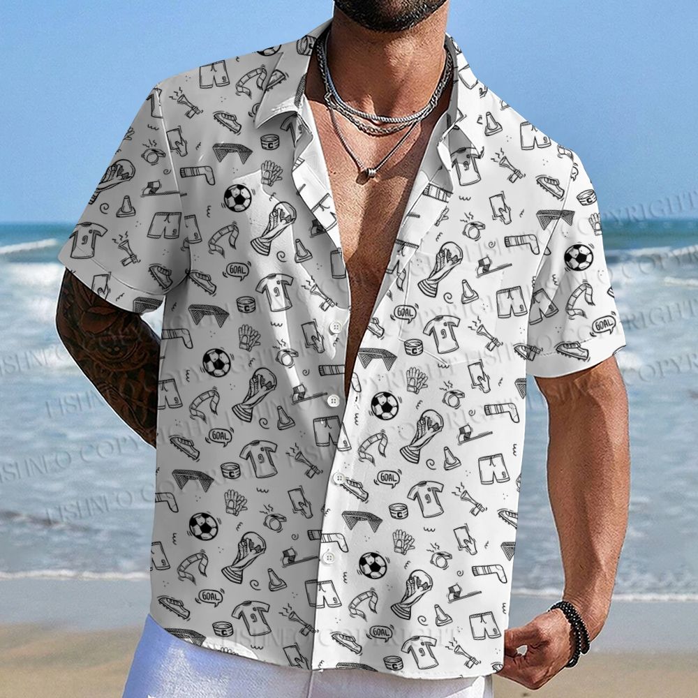 Football Puzzle Printed Hawaiian Shirt
