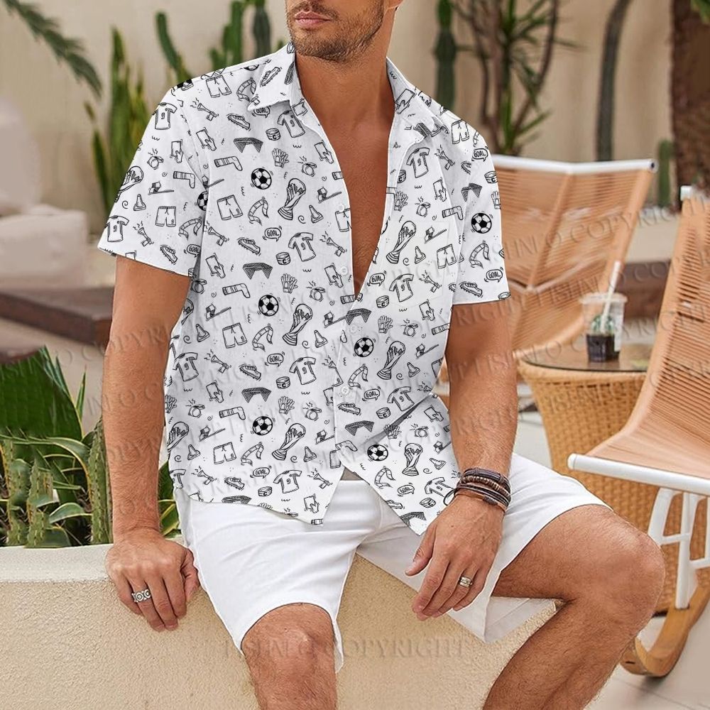 Football Puzzle Printed Hawaiian Shirt