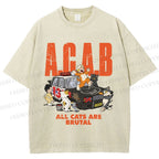 Unisex All Cats Are Brutal Printed Washed Tee
