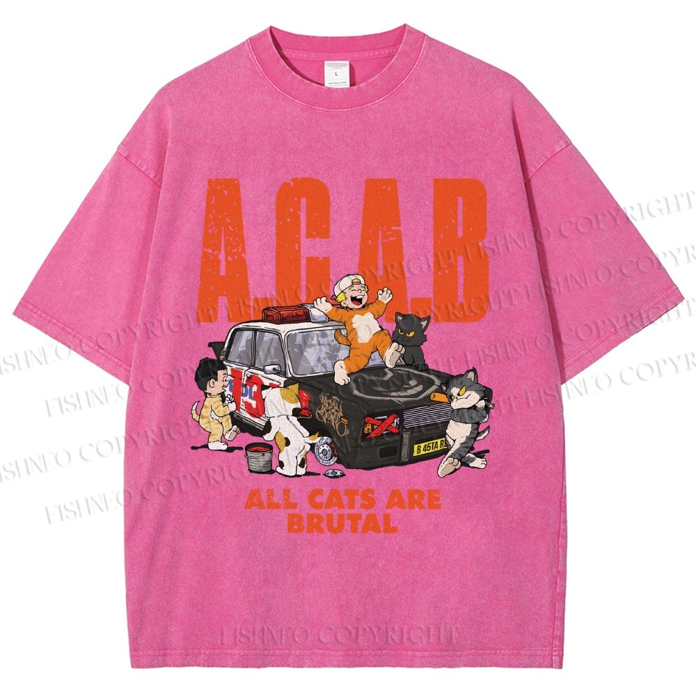 Unisex All Cats Are Brutal Printed Washed Tee