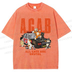 Unisex All Cats Are Brutal Printed Washed Tee