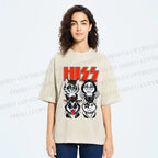 Unisex Kitty Band Printed Washed Tee