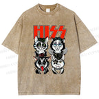 Unisex Kitty Band Printed Washed Tee