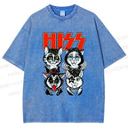 Unisex Kitty Band Printed Washed Tee