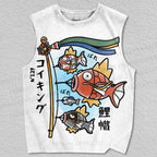 Unisex Koi King Printed Tank Top