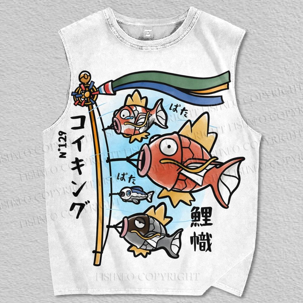 Unisex Koi King Printed Tank Top