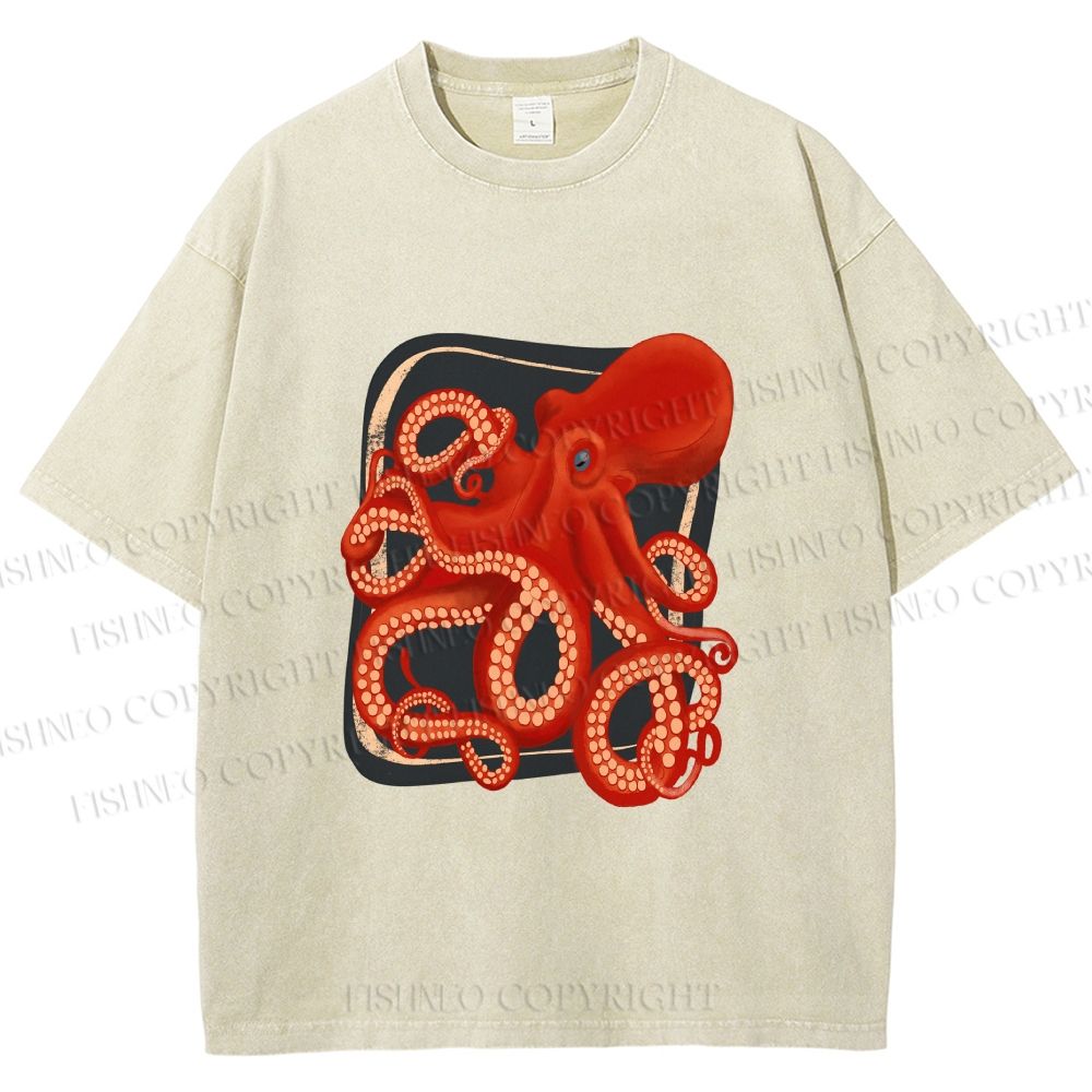 Unisex Octopus Printed Washed Tee