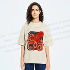 Unisex Octopus Printed Washed Tee