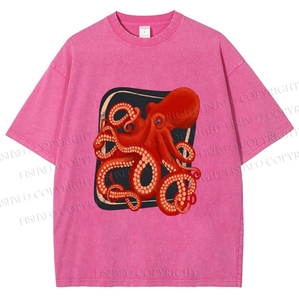 Unisex Octopus Printed Washed Tee
