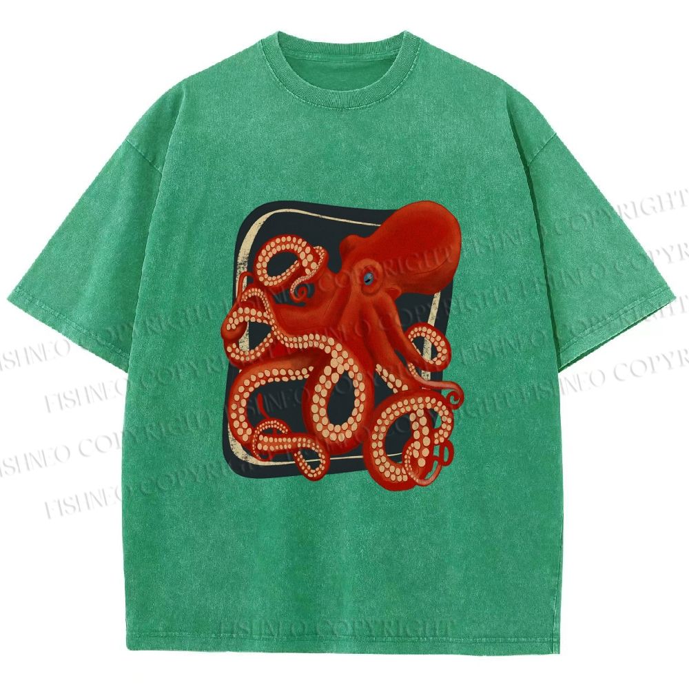 Unisex Octopus Printed Washed Tee