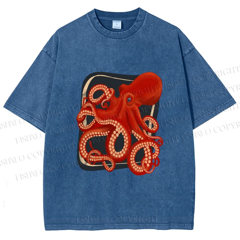 Unisex Octopus Printed Washed Tee