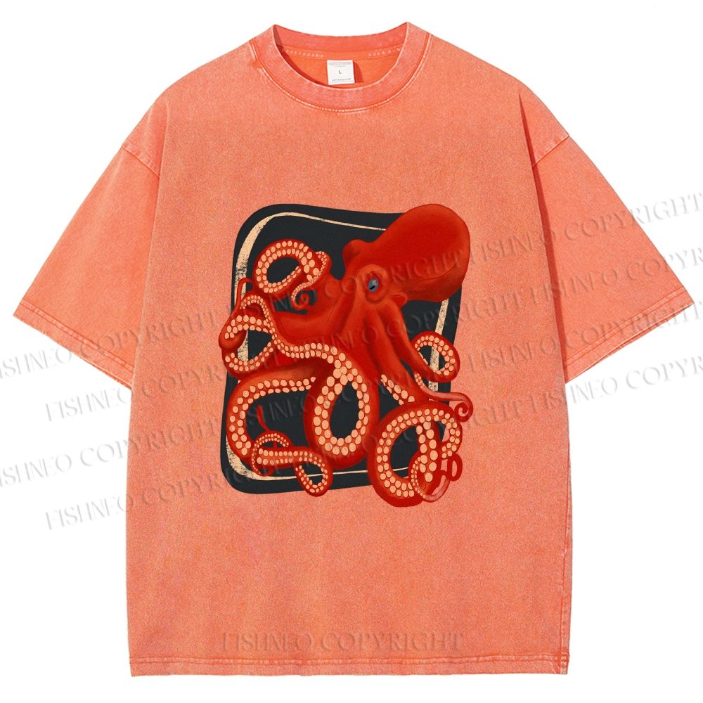 Unisex Octopus Printed Washed Tee