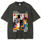 Unisex Yayoi Kusama Cats Printed Washed Tee