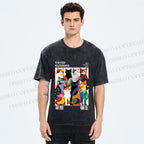 Unisex Yayoi Kusama Cats Printed Washed Tee