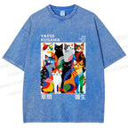 Unisex Yayoi Kusama Cats Printed Washed Tee