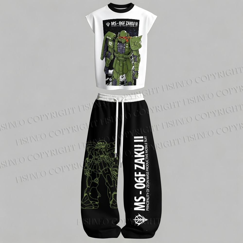 Men's Gundam MS-06F Zaku II Tank top  & Elasticated Trousers Two-Piece Set