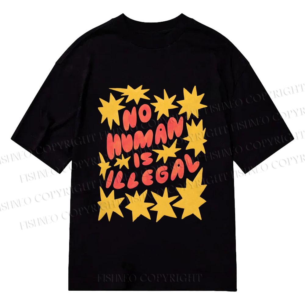 Unisex Classic Cotton Pride No Human is Illegal Printed T-shirt