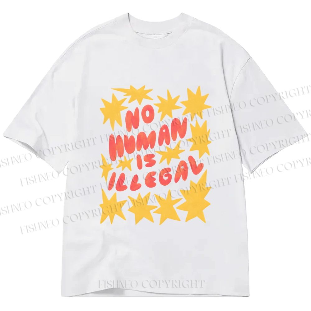 Unisex Classic Cotton Pride No Human is Illegal Printed T-shirt