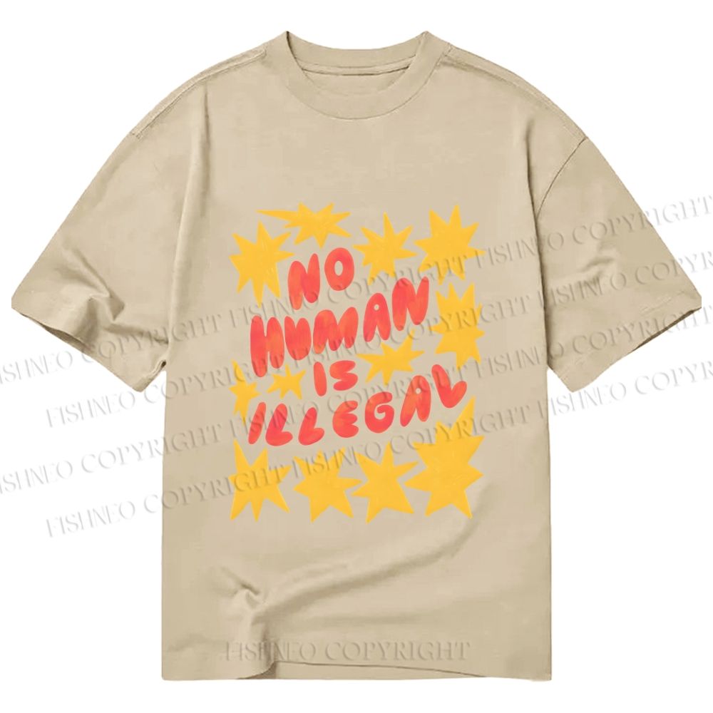 Unisex Classic Cotton Pride No Human is Illegal Printed T-shirt