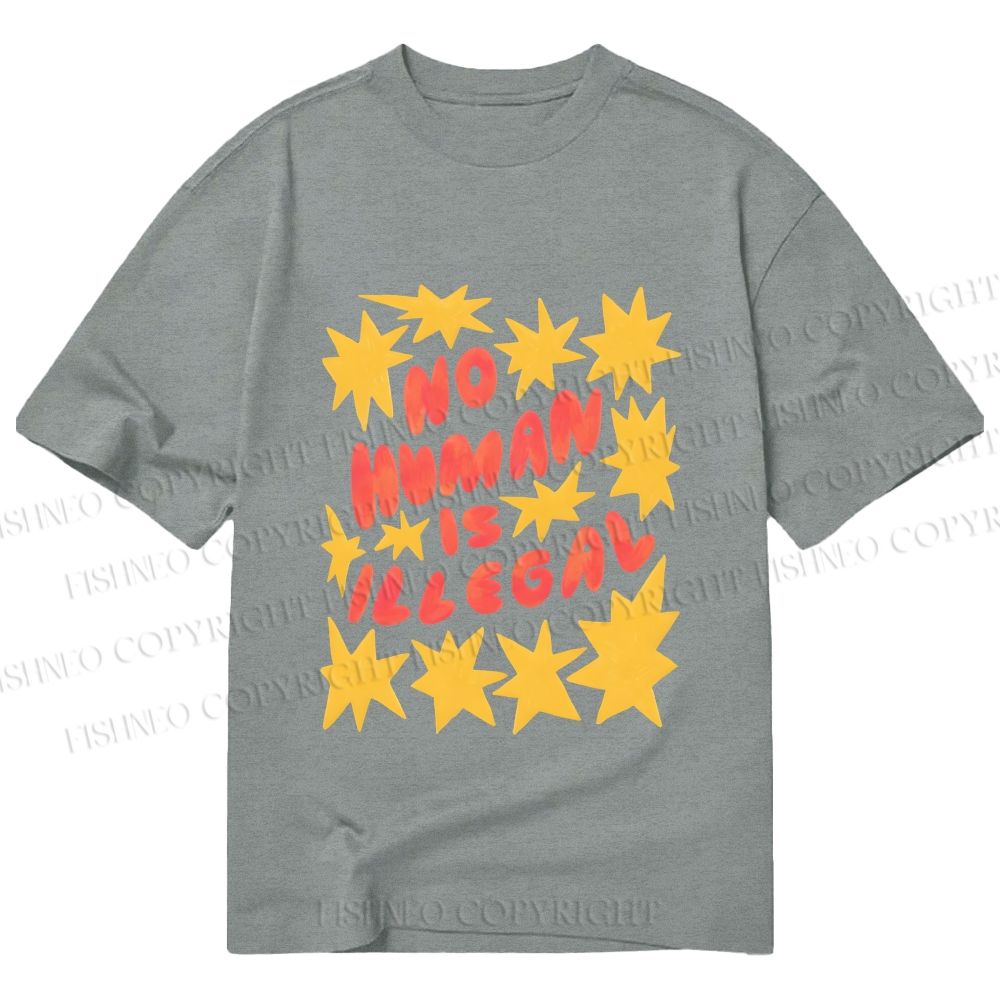 Unisex Classic Cotton Pride No Human is Illegal Printed T-shirt