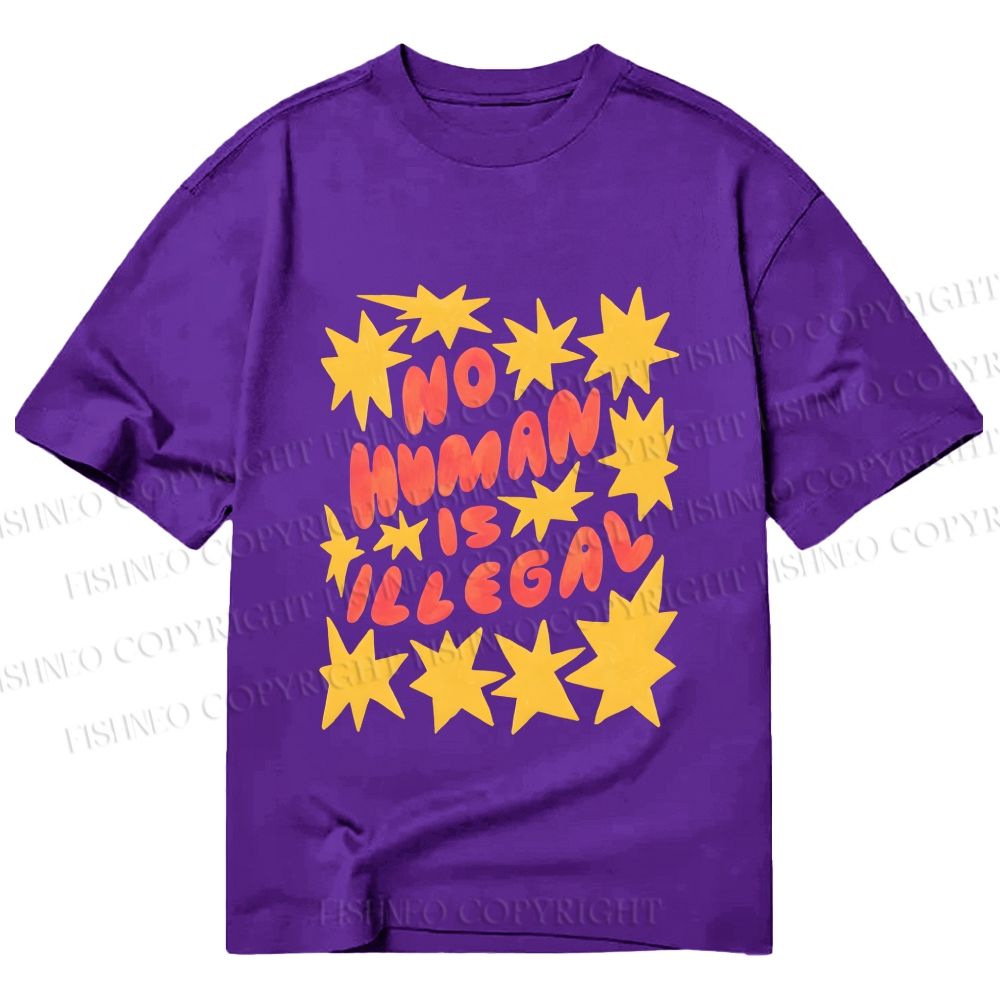Unisex Classic Cotton Pride No Human is Illegal Printed T-shirt