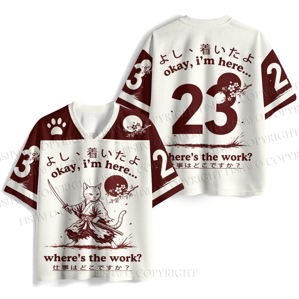 Samurai Cat Printed Jersey Shirts