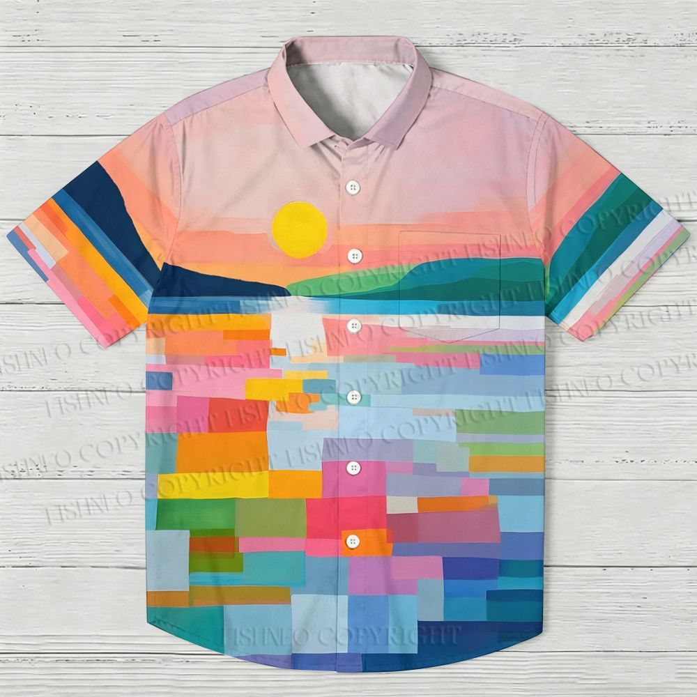 Sunset Abstract Printed Hawaiian Shirt