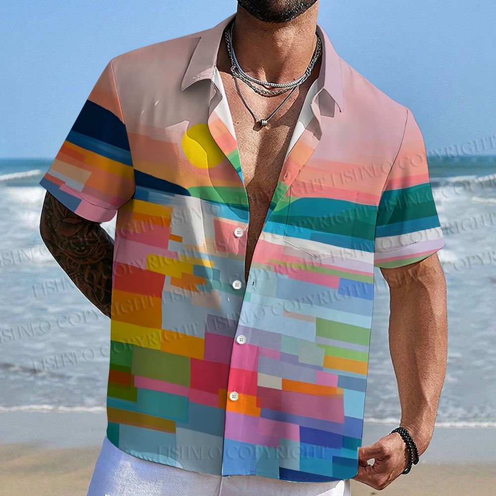 Sunset Abstract Printed Hawaiian Shirt