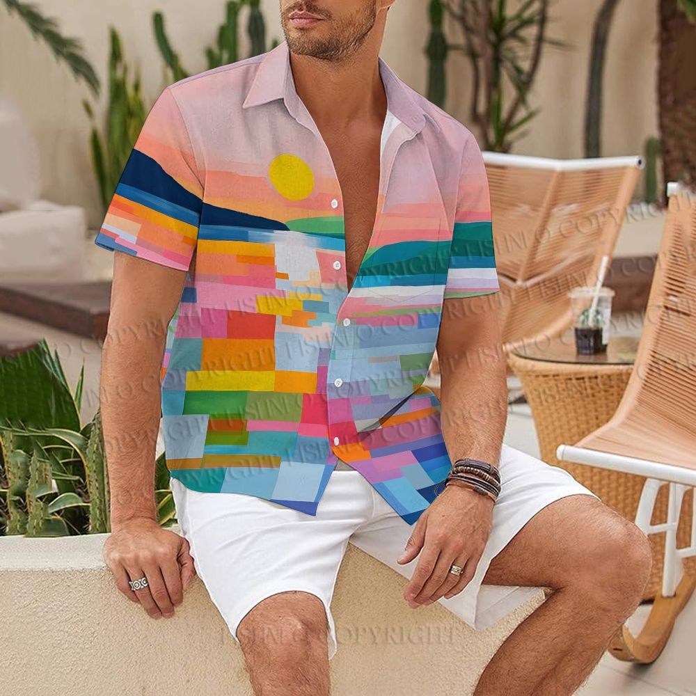 Sunset Abstract Printed Hawaiian Shirt