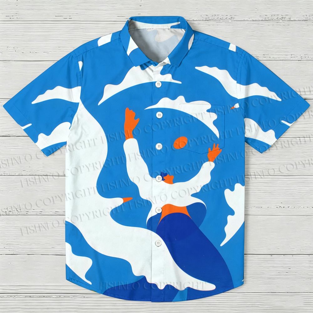 Blue Skies Printed Hawaiian Shirt