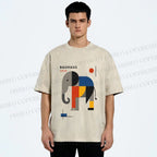 Unisex Bauhaus Elephant Printed Washed Tee
